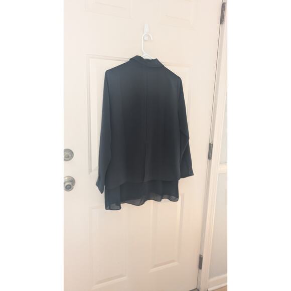 Soft Surroundings NWT Black Flowy Button Down Shirt, PM, Sheer Lager, Classic - Picture 6 of 9